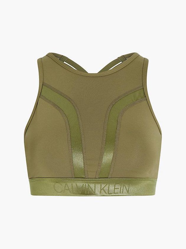 Calvin Klein USA Medium Impact Sports Womens Bra Olive 4860931-WP